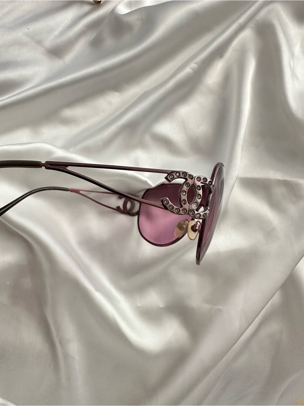 CHANEL Pink Purple Rhinestone  CC Logo Sunglasses - Picture 3 of 15